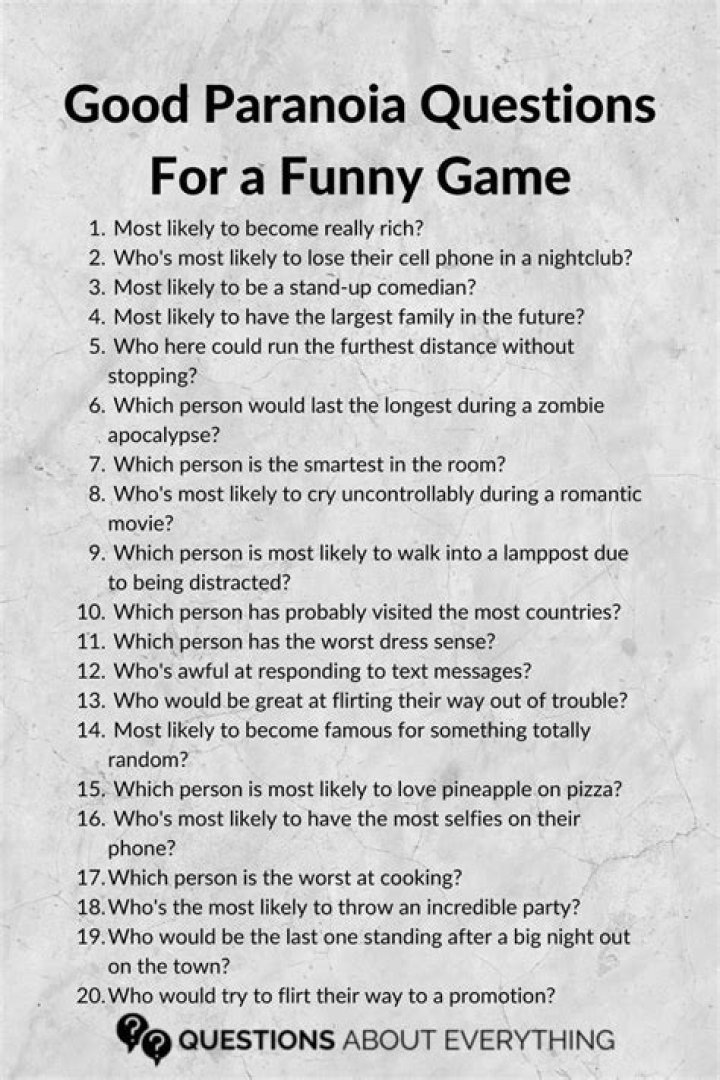Good Paranoia Questions Dirty
