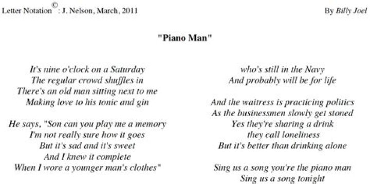 Listen Now: "Piano Man" Lyrics For Every Emotion
